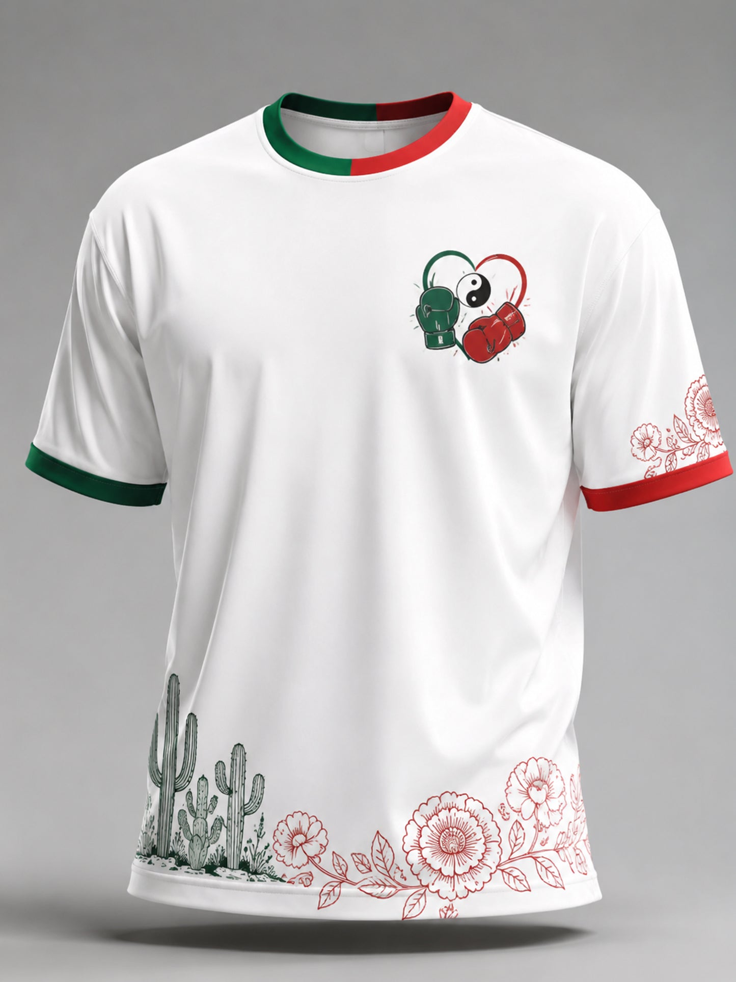 Camiseta para hombre con estampado artístico de temática deportiva mexicana de boxeo