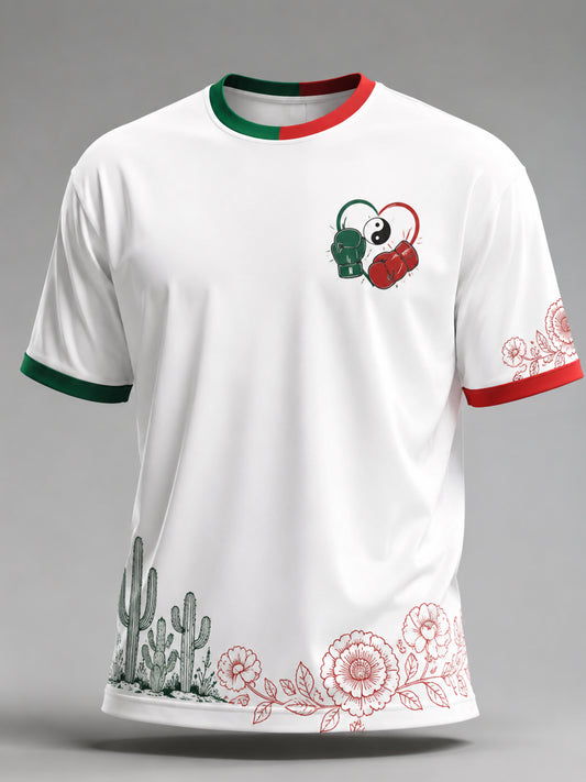 Camiseta para hombre con estampado artístico de temática deportiva mexicana de boxeo