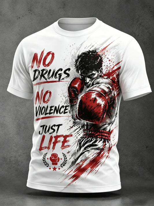 Camiseta para hombre con estampado artístico de temática deportiva mexicana de boxeo