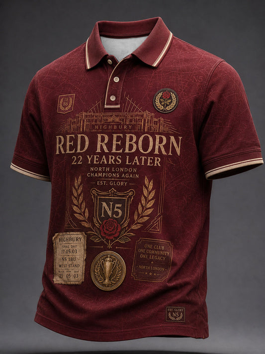 Hombres del norte de Londres 22 rojo renacido campeón amante del fútbol impreso Casual Tops