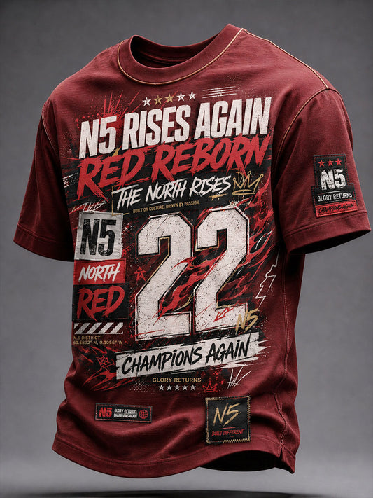 Camiseta para hombre de North London 22, color rojo, estampada con la leyenda «Reborn Champion» para amantes del fútbol