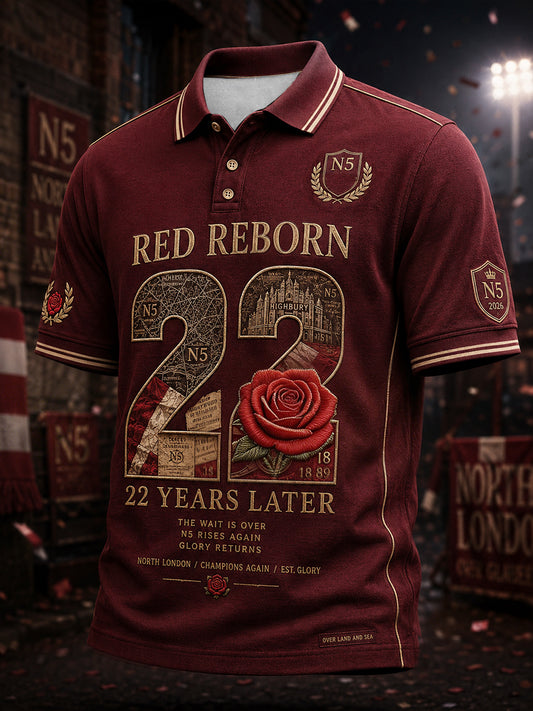 Camisetas casuales estampadas para amantes del fútbol, reedición del campeón, rojas, North London 22, para hombre