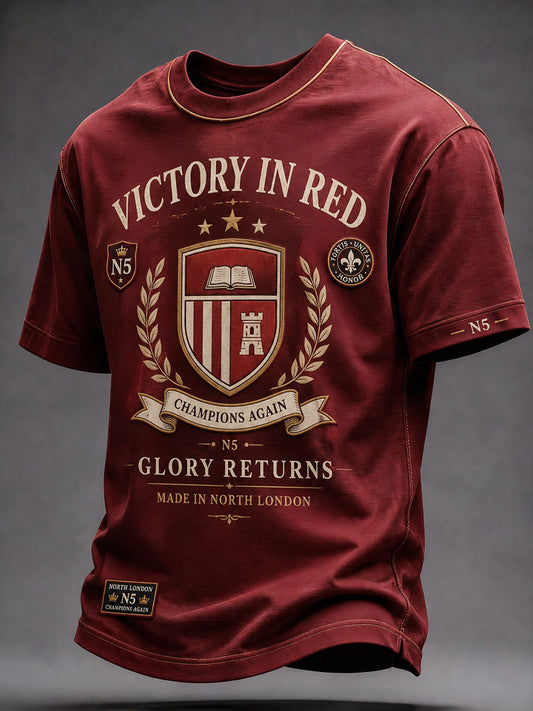 Camiseta para hombre de North London 22, color rojo, estampada con la leyenda «Reborn Champion» para amantes del fútbol