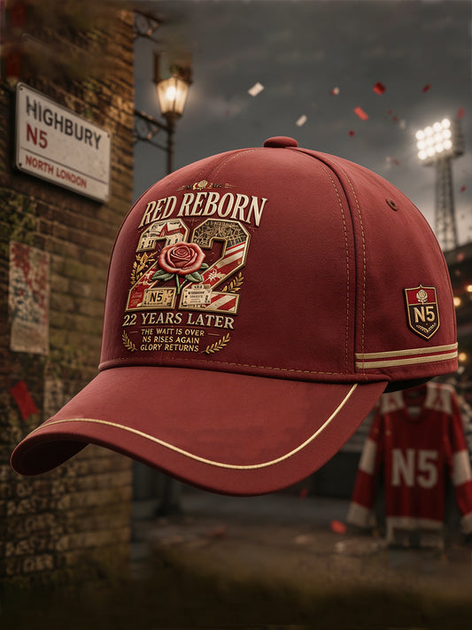 Unisex North London 22 Red Reborn Champion Fútbol Amante Impreso Sombrero
