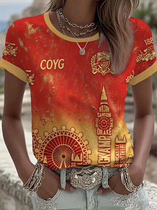 Camiseta de manga corta ROJA CITY FOREVER para mujer