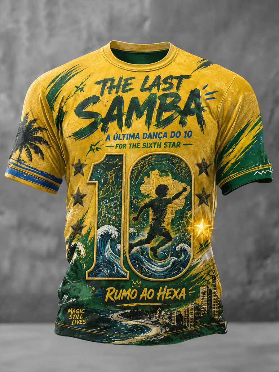 Camiseta con estampado artístico de 10 pulgadas para amantes del fútbol brasileño, diseño para hombre