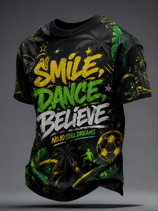 Camiseta con estampado artístico de 10 pulgadas para amantes del fútbol brasileño, diseño para hombre