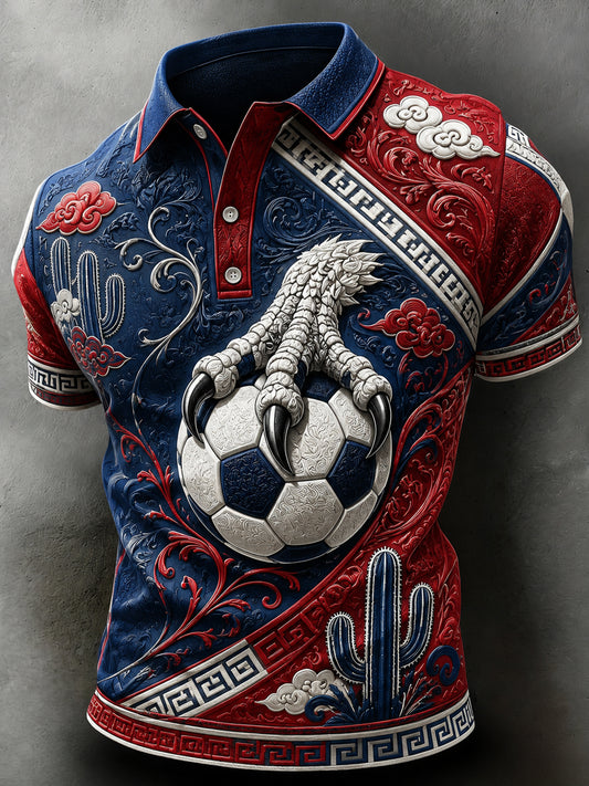 Polera con estampado artístico de partido de fútbol mexicano para hombre