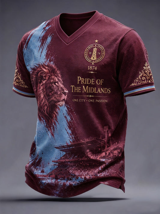 Regalo de los hombres para los aficionados al fútbol imprimir Casual V-cuello Tee
