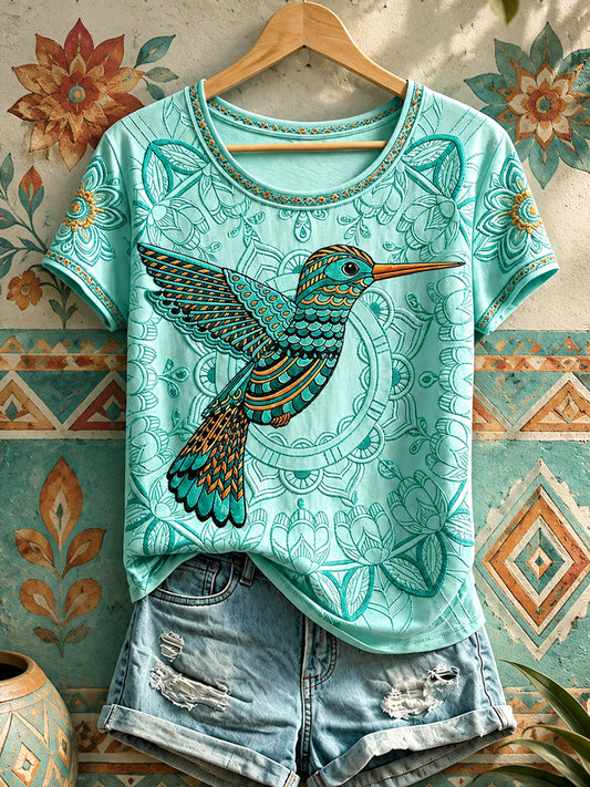 Camisetas de mujer con diseño nativo de colibríes