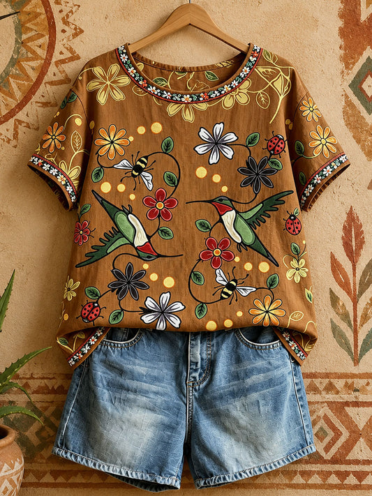 Tops Native Hummingbird Art de mujer