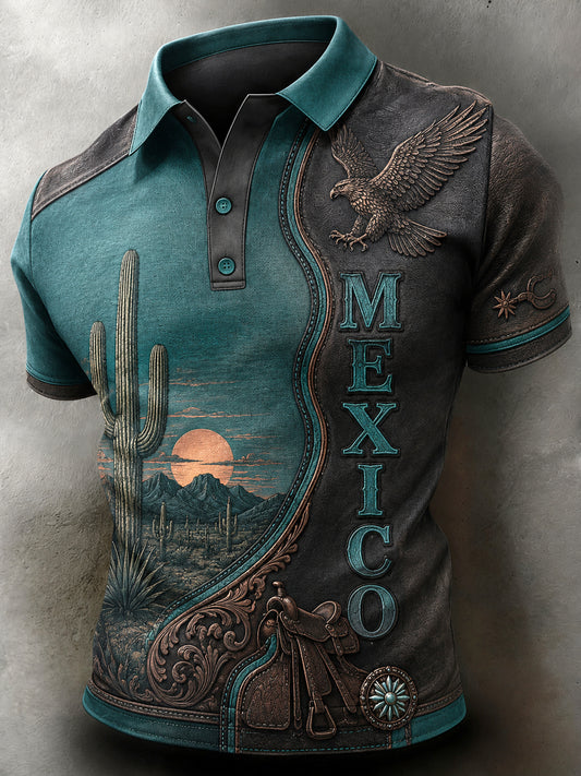 Estampado artístico de polo para animar en partidos de fútbol de México para hombres