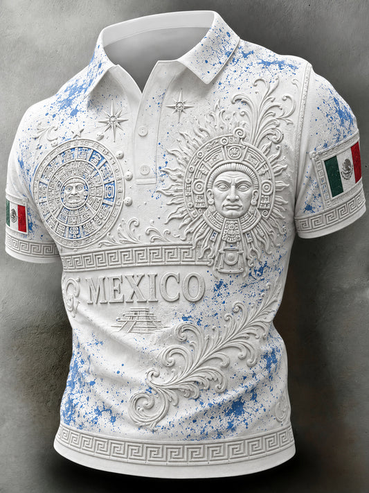 Estampado artístico de polo para animar en partidos de fútbol de México para hombres