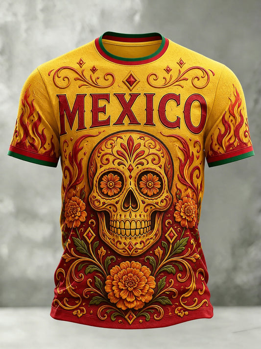 Camiseta con estampado artístico para animar en los partidos de fútbol de la selección mexicana masculina