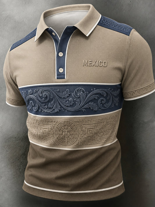Estampado artístico de polo para animar en partidos de fútbol de México para hombres