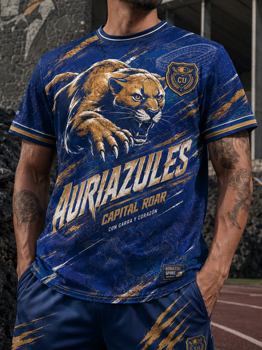 Camiseta estampada para amantes del fútbol mexicano Vamos Auriazules, para hombre