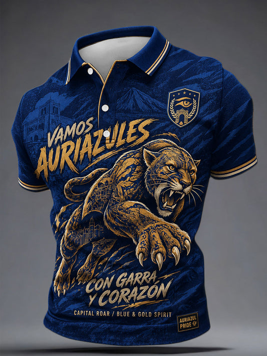 Camisetas casuales estampadas para amantes del fútbol mexicano Vamos Auriazules, para hombre