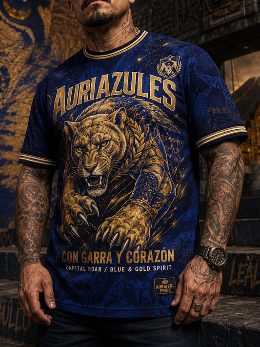 Camiseta estampada para amantes del fútbol mexicano Vamos Auriazules, para hombre