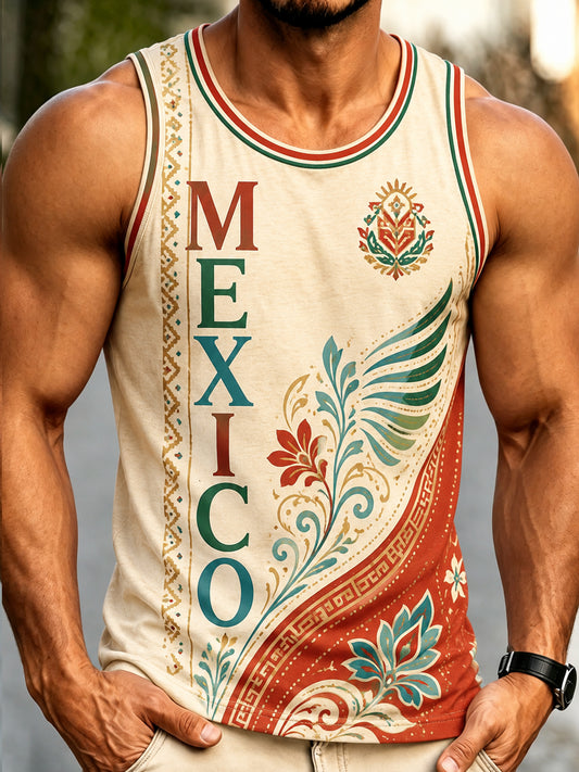Camiseta para hombres, aficionados al fútbol mexicano, con estampado de tótem azteca