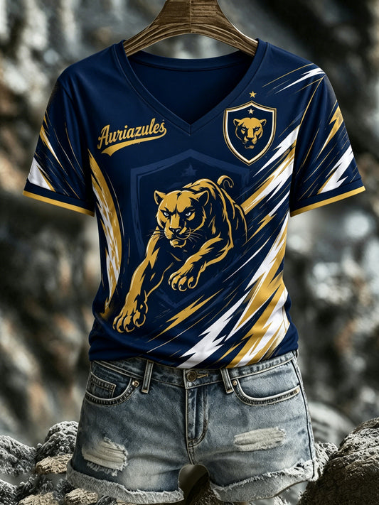 Camiseta con estampado de arte para aficionadas al fútbol mexicano, equipo de las Chivas Rayadas