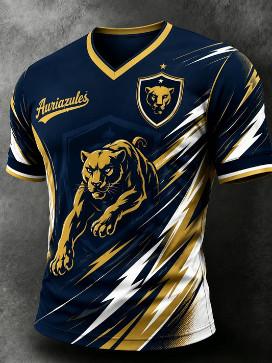 Camiseta con estampado de arte para aficionados al fútbol mexicano, equipo de los Pumas, para hombre