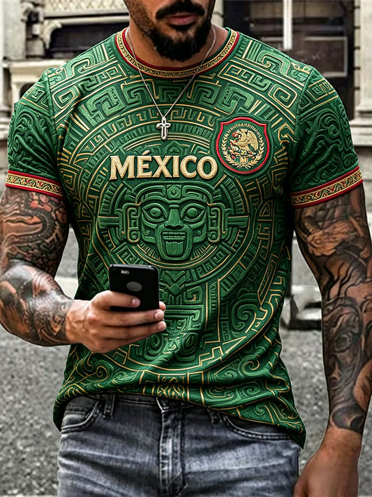 Camiseta estampada para amantes del fútbol mexicano, diseño masculino