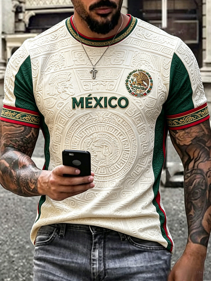 Camiseta estampada para amantes del fútbol mexicano, diseño masculino