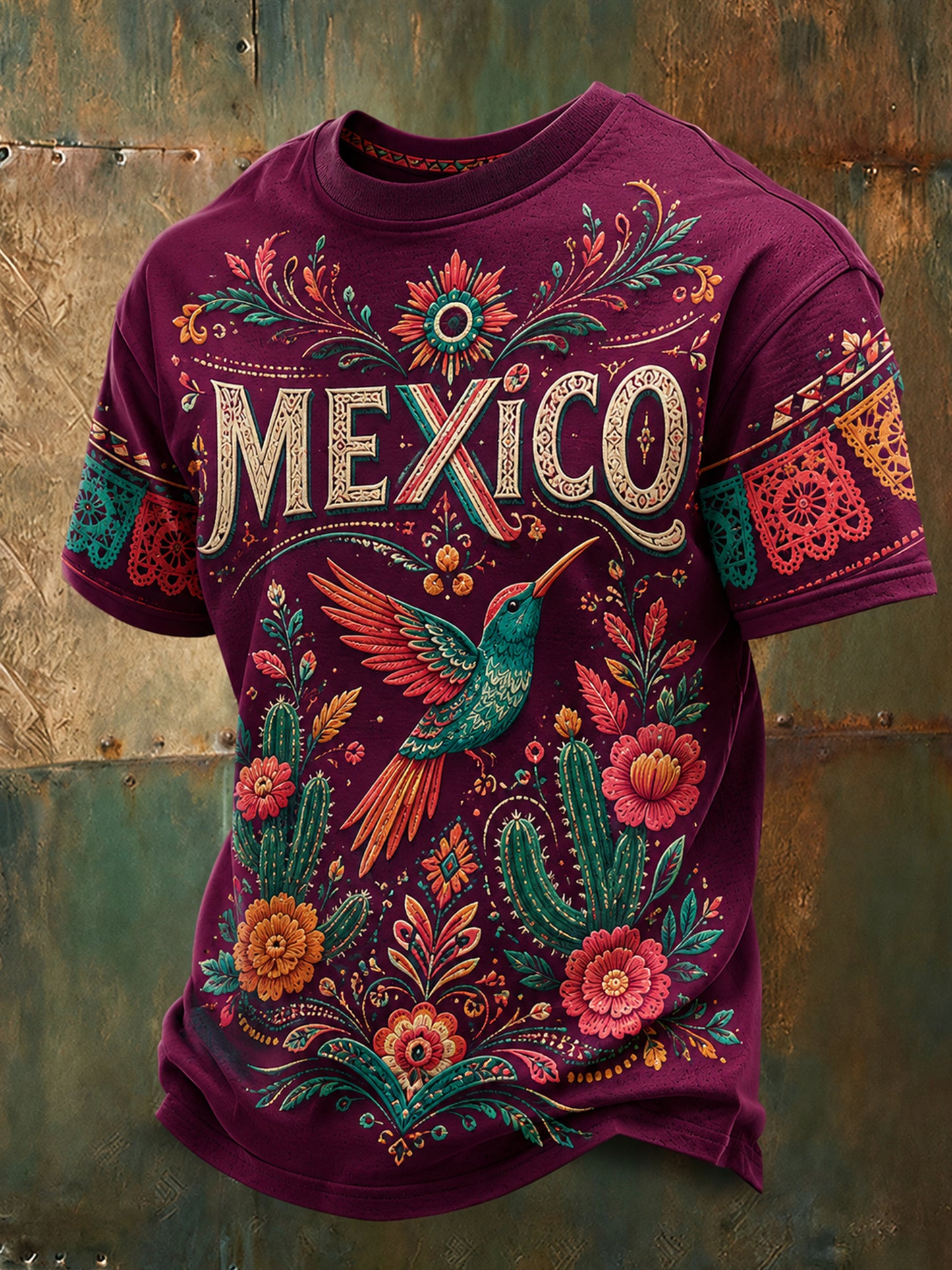 Camiseta estampada con arte de tótem azteca para el partido de fútbol mexicano masculino