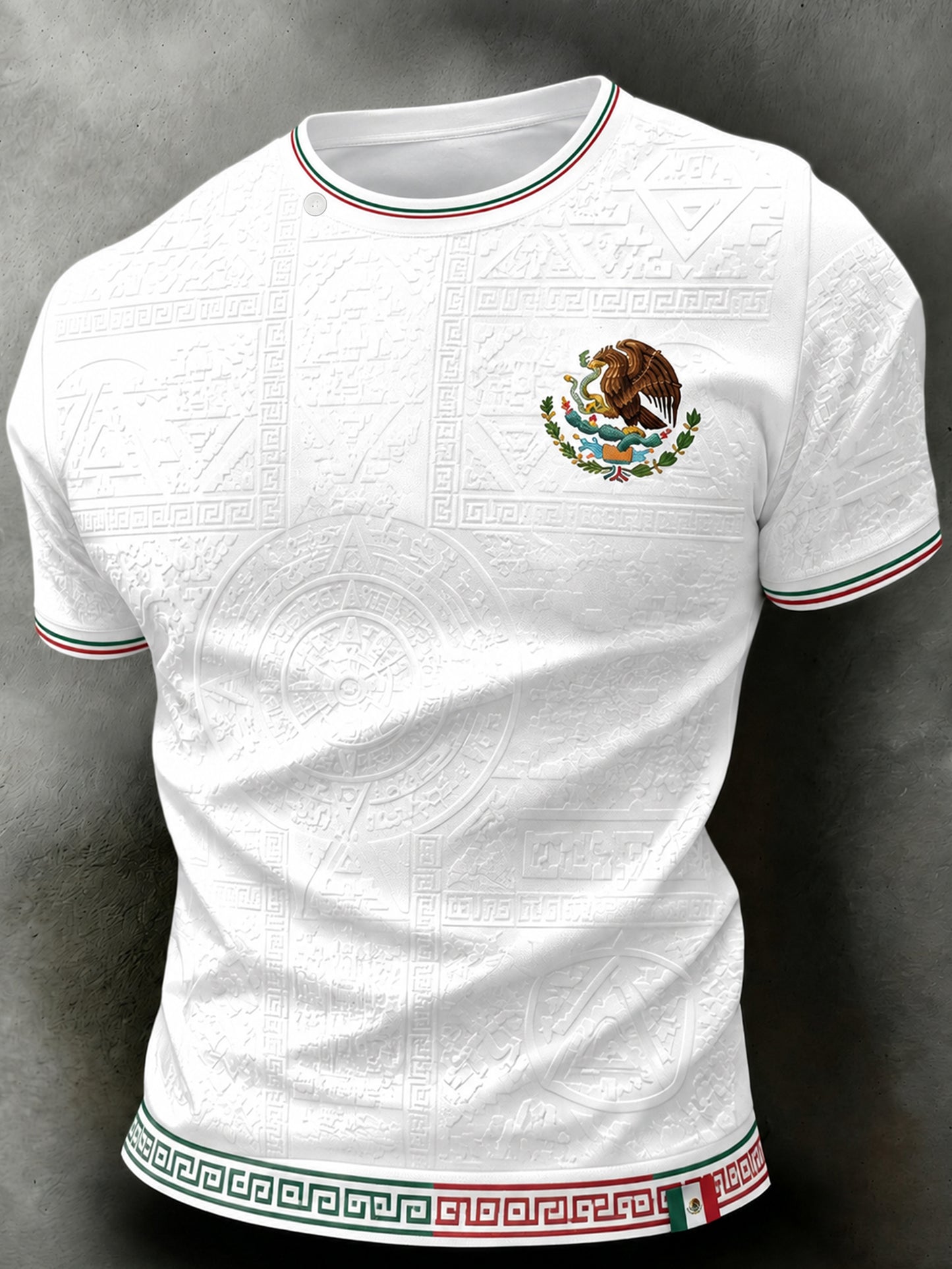 Camiseta estampada con arte de tótem azteca para el partido de fútbol mexicano masculino