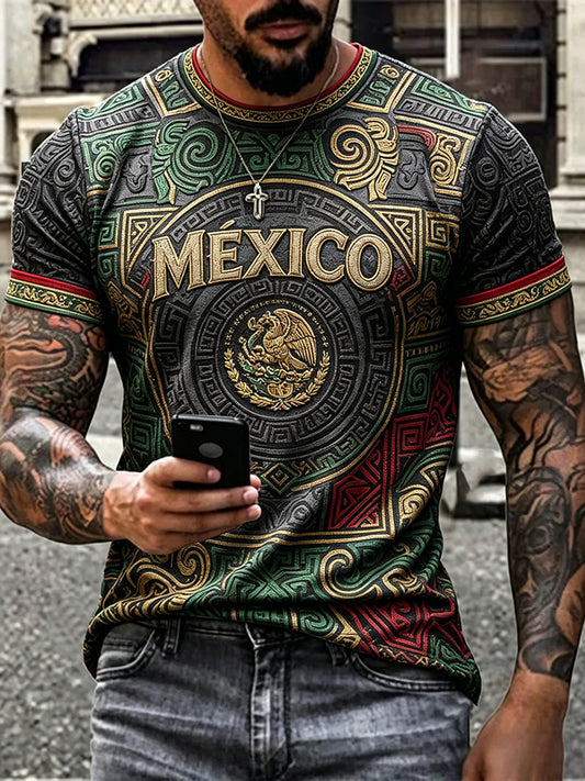 Camiseta estampada para amantes del fútbol mexicano, diseño masculino