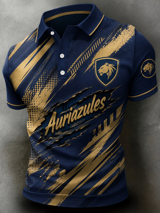 Conjunto de polo con estampado de arte aficionado del Club Universidad Nacional (Pumas) para hombre