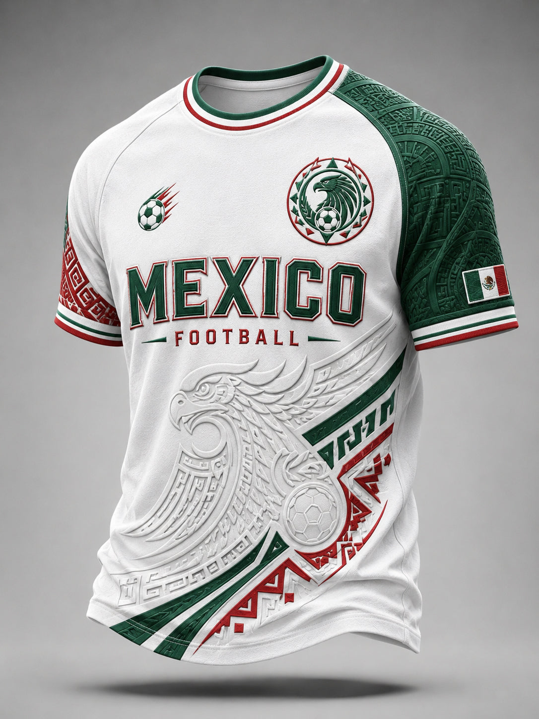 Camiseta casual de manga raglán con estampado temático de fútbol para hombre