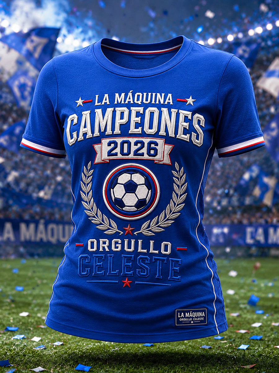 Camiseta casual estampada Campeones 2026 para mujer