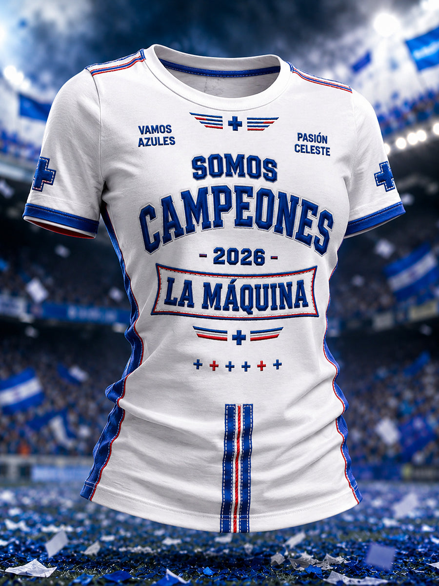 Camiseta casual estampada Campeones 2026 para mujer