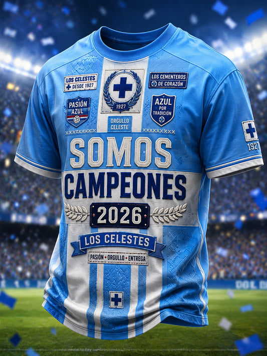 Camiseta casual estampada Campeones 2026 para hombre