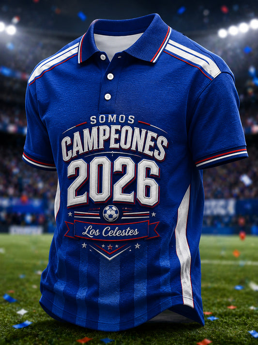 Camisa casual estampada Campeones 2026 para hombre