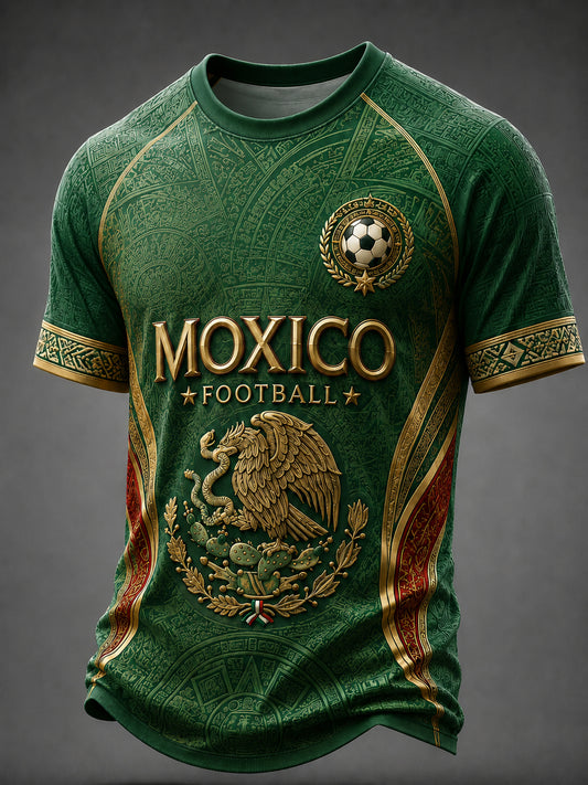 Camiseta informal de manga corta con estampado temático de fútbol para hombre