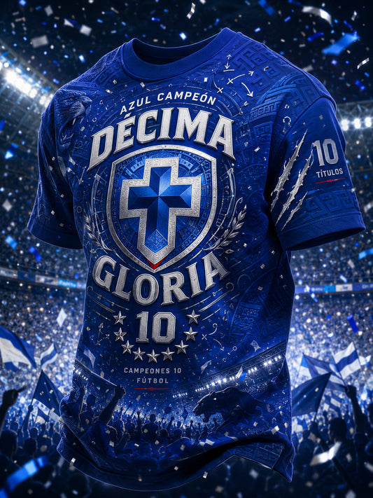 Camiseta informal de manga corta con estampado temático de fútbol para hombre