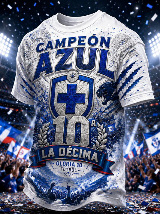 Camiseta informal de manga corta con estampado temático de fútbol para hombre