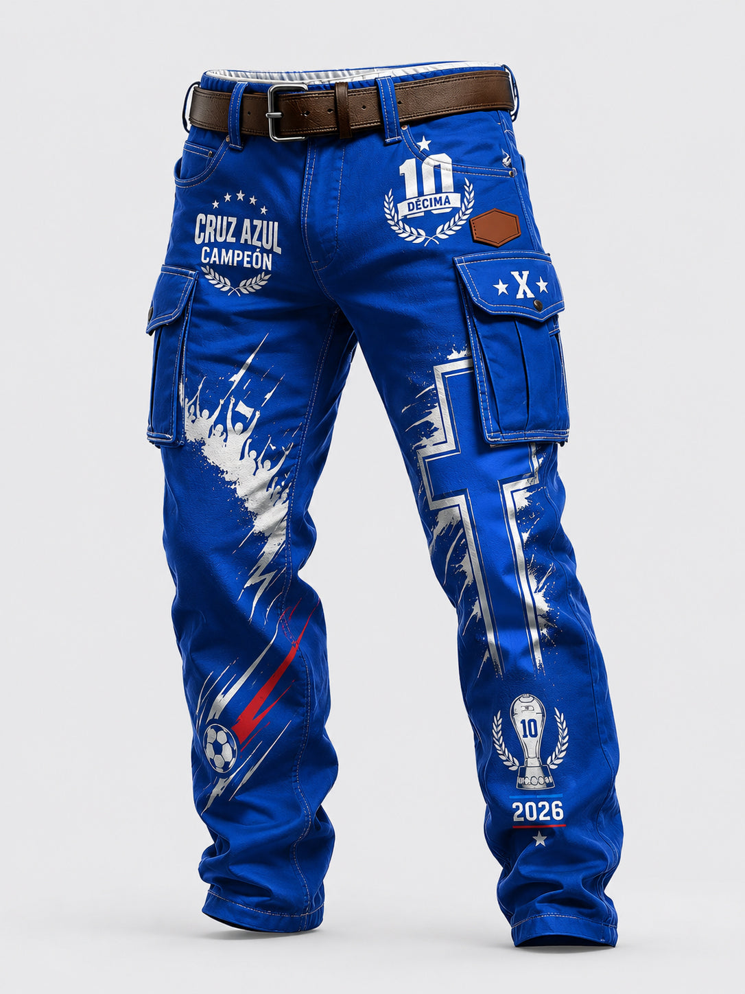Pantalones de carga casuales impresos con temática de fútbol para hombres