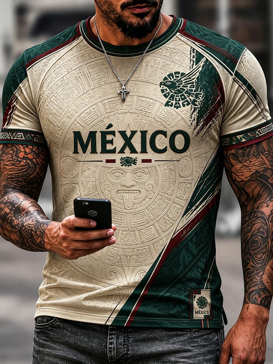 Camiseta de manga corta para hombre con estampado del orgullo mexicano