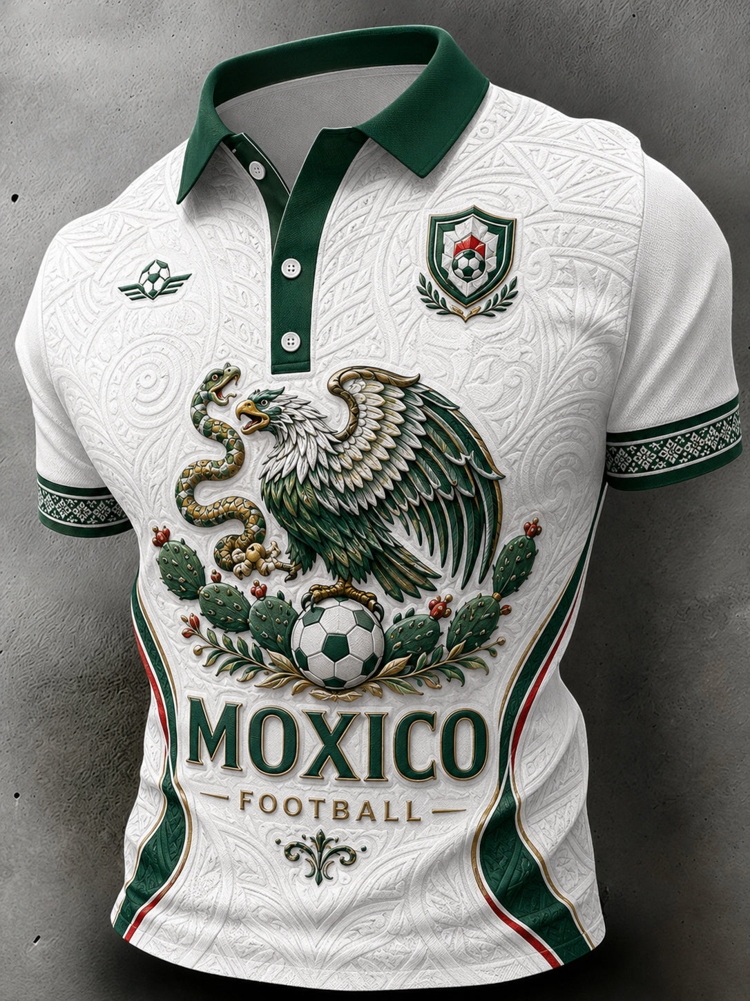 Polo casual de manga corta con estampado temático de fútbol para hombre