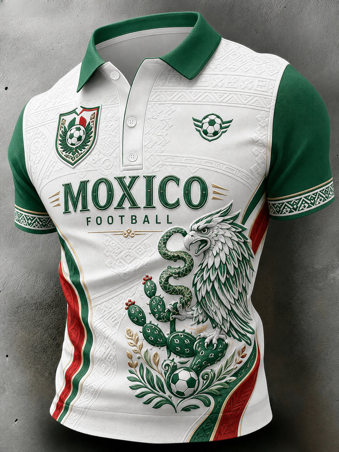 Polo casual de manga corta con estampado temático de fútbol para hombre