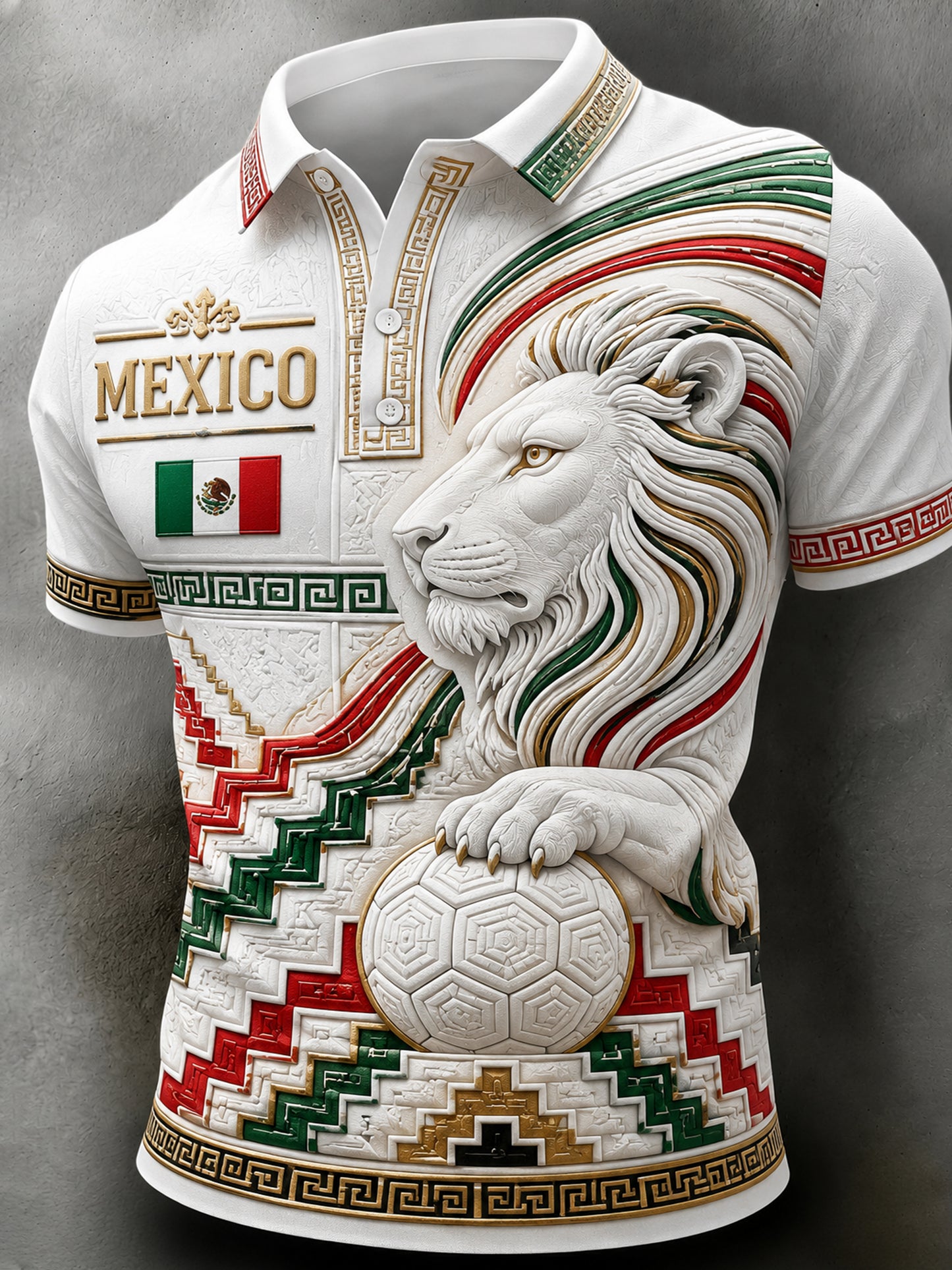 Estampado artístico de polo para animar en partidos de fútbol de México para hombres
