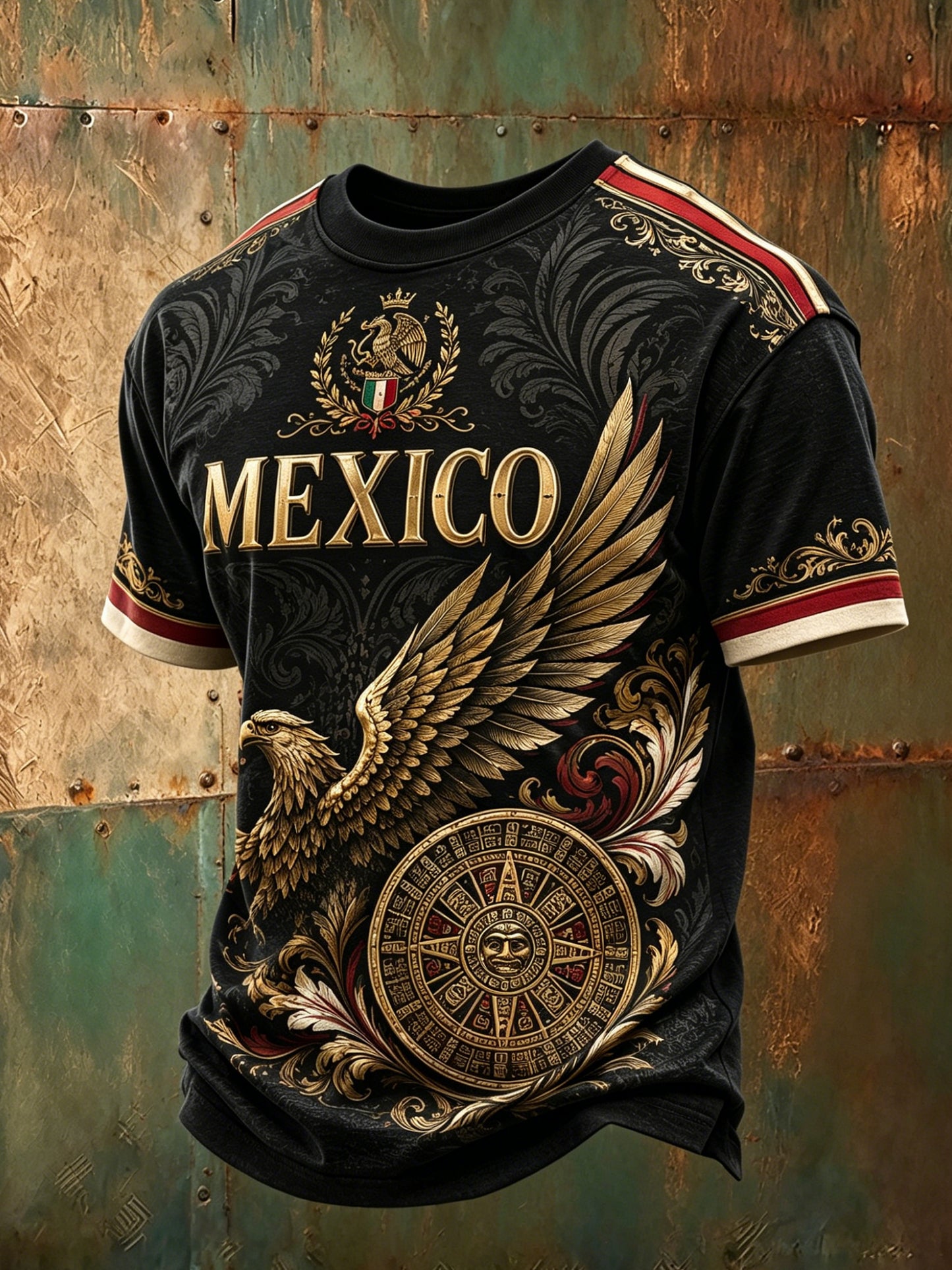Camiseta con estampado artístico para animar en los partidos de fútbol de la selección mexicana masculina