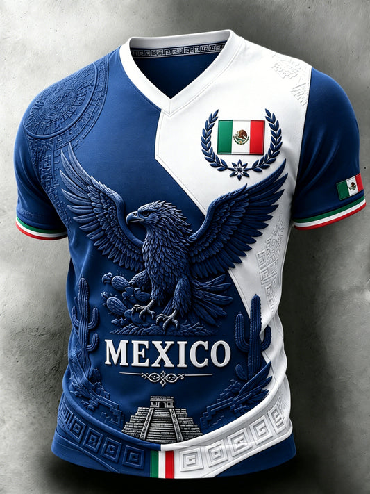 Camiseta con estampado artístico para animar en los partidos de fútbol de la selección mexicana masculina