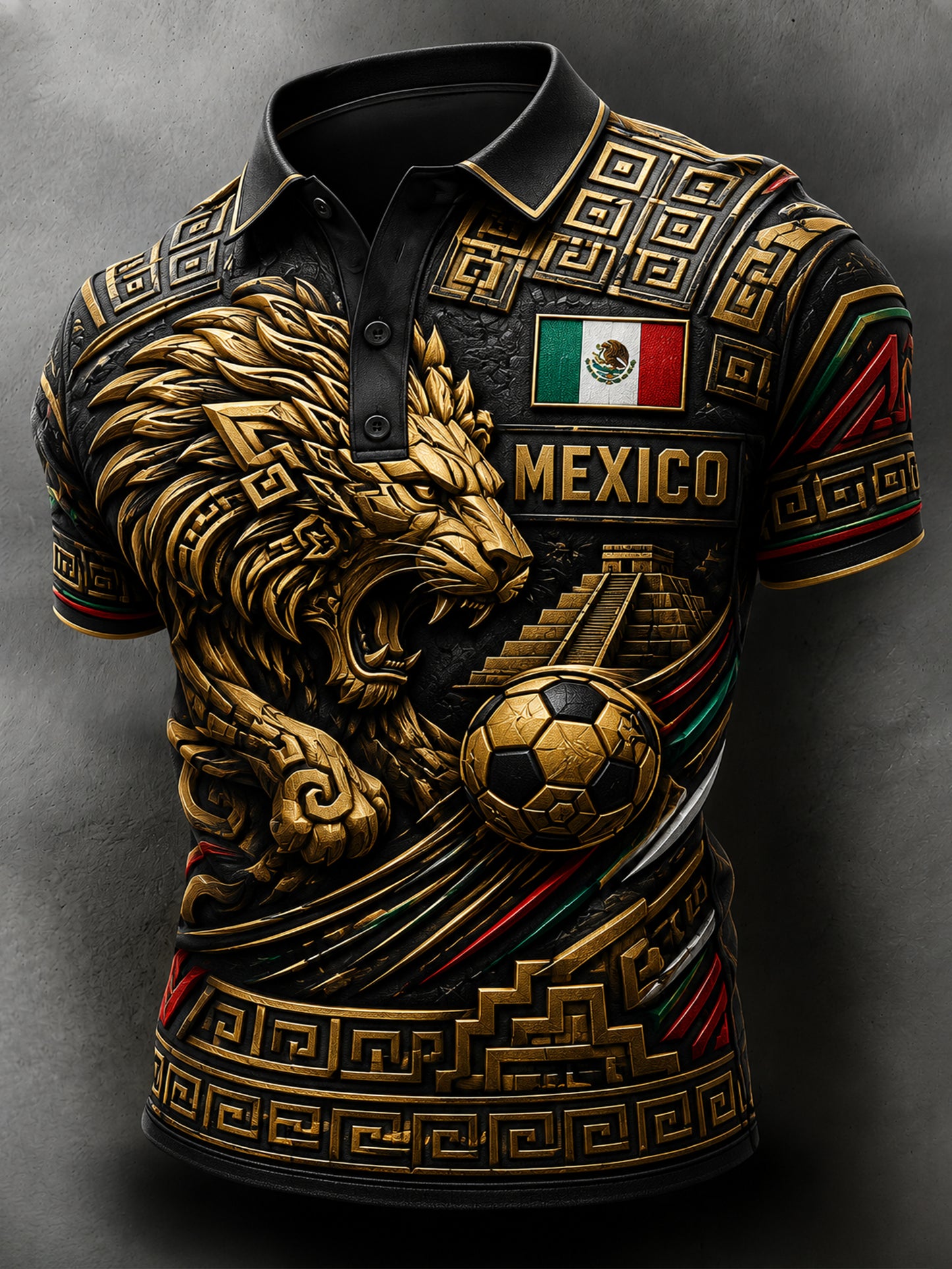 Estampado artístico de polo para animar en partidos de fútbol de México para hombres