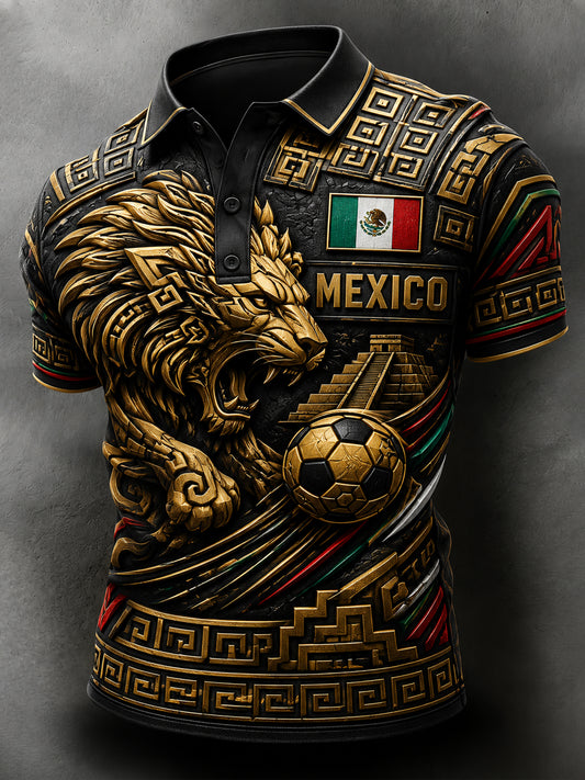 Estampado artístico de polo para animar en partidos de fútbol de México para hombres