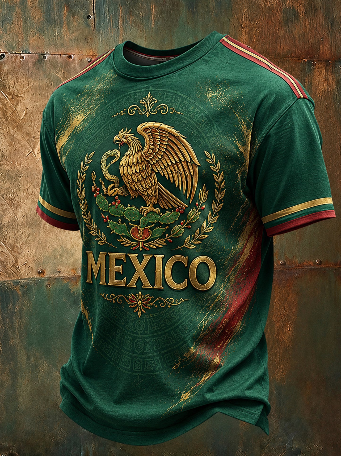 Camiseta con estampado artístico para animar en los partidos de fútbol de la selección mexicana masculina