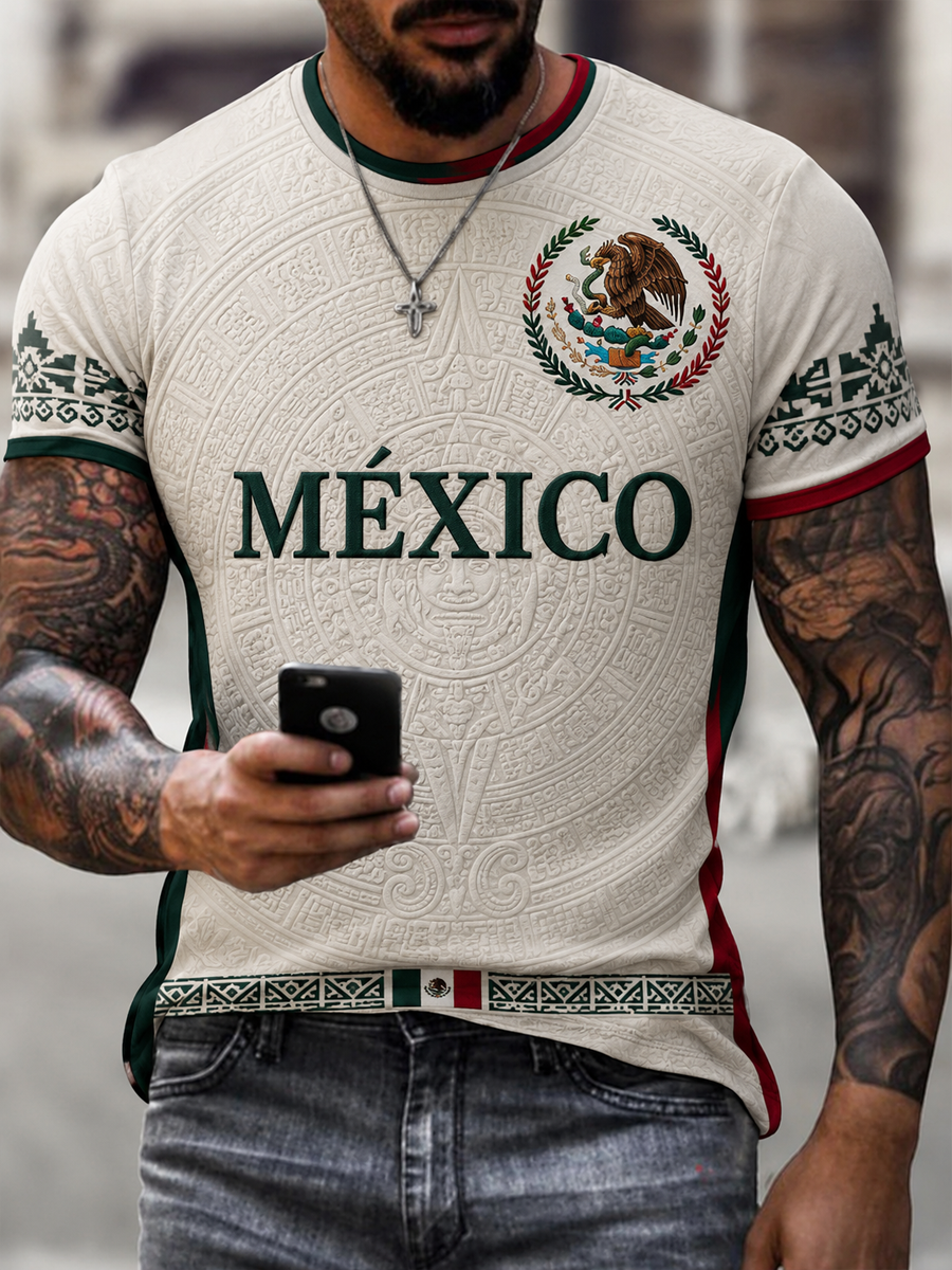 Camiseta de manga corta para hombre con estampado del orgullo mexicano